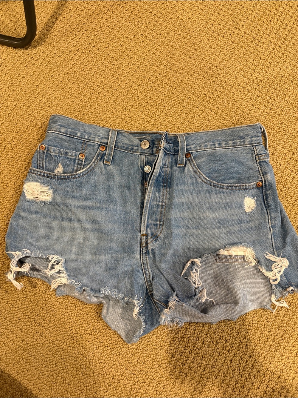 Levi's Distressed Light Blue Denim Cutoff Shorts